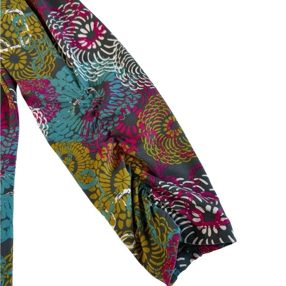Soybu Floral Knit Athleisure Dress Multicolor 3/4 Ruched Sleeves Size Medium EUC - Picture 4 of 11
